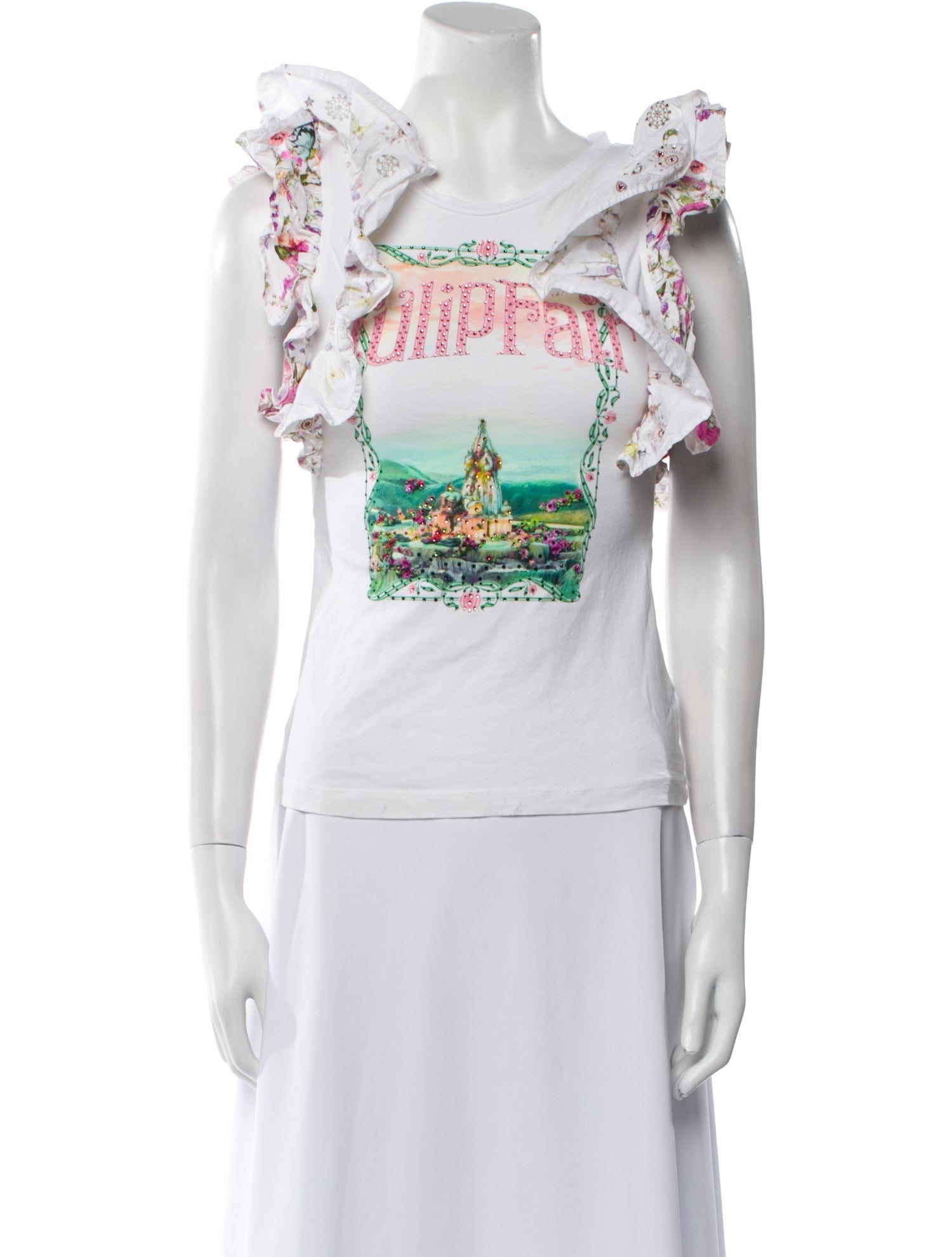 Camilla Graphic Print Square Neckline Crop Top