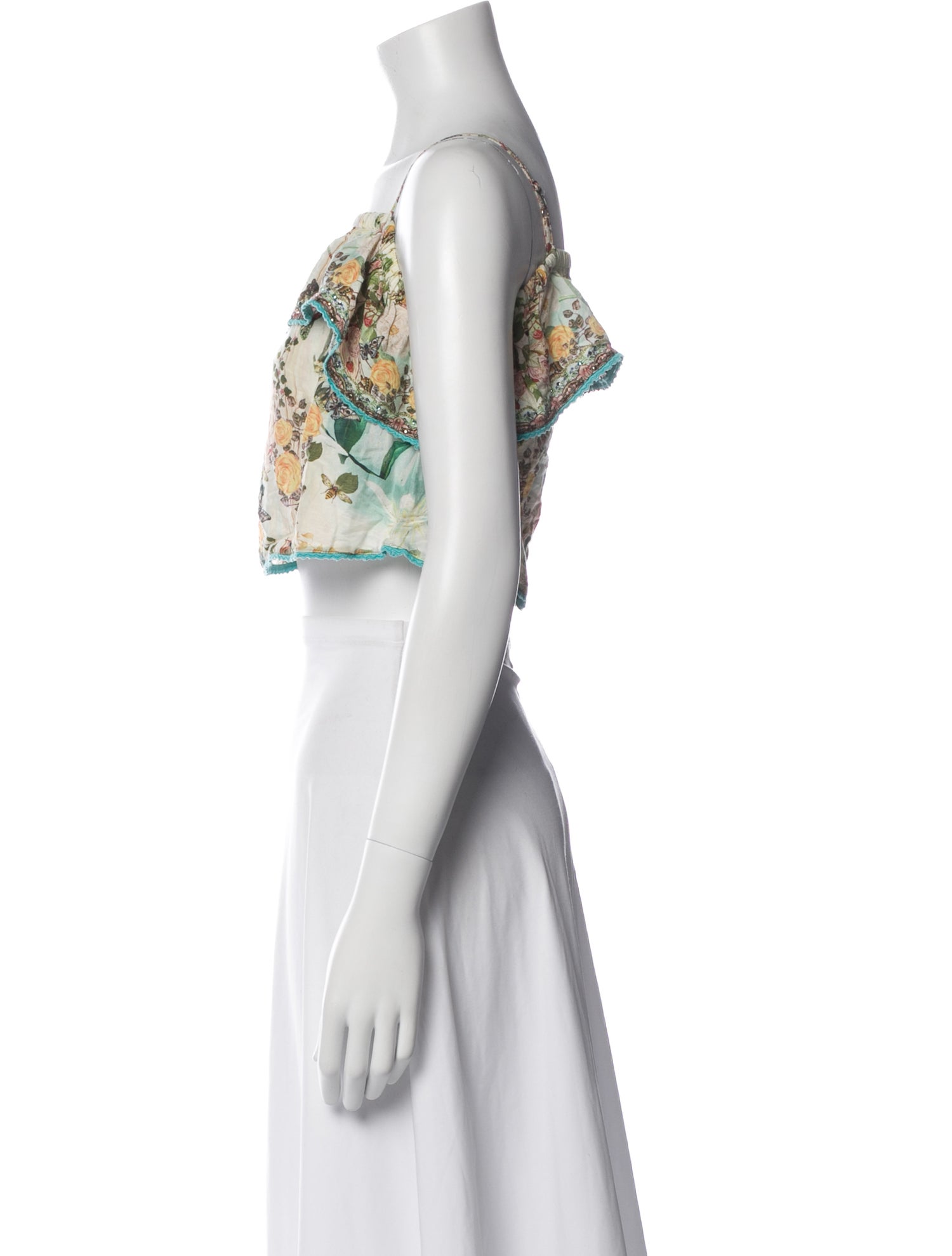 Camilla Floral Print Square Neckline Crop Top