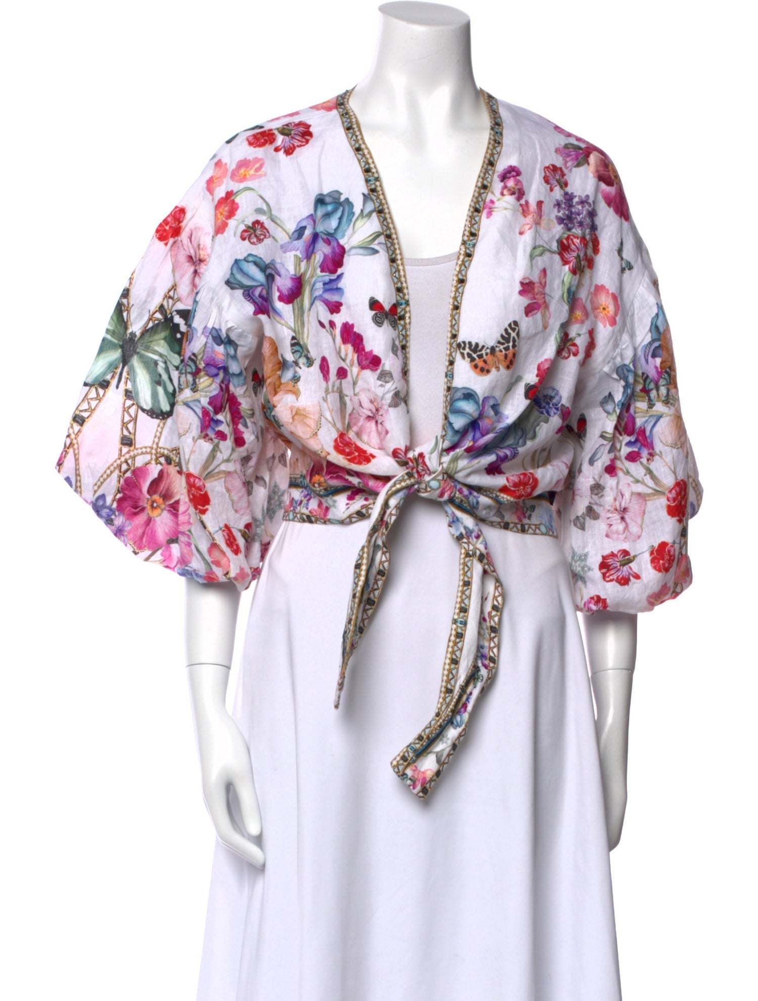 Camilla Linen Floral Print Crop Top w/ Tags