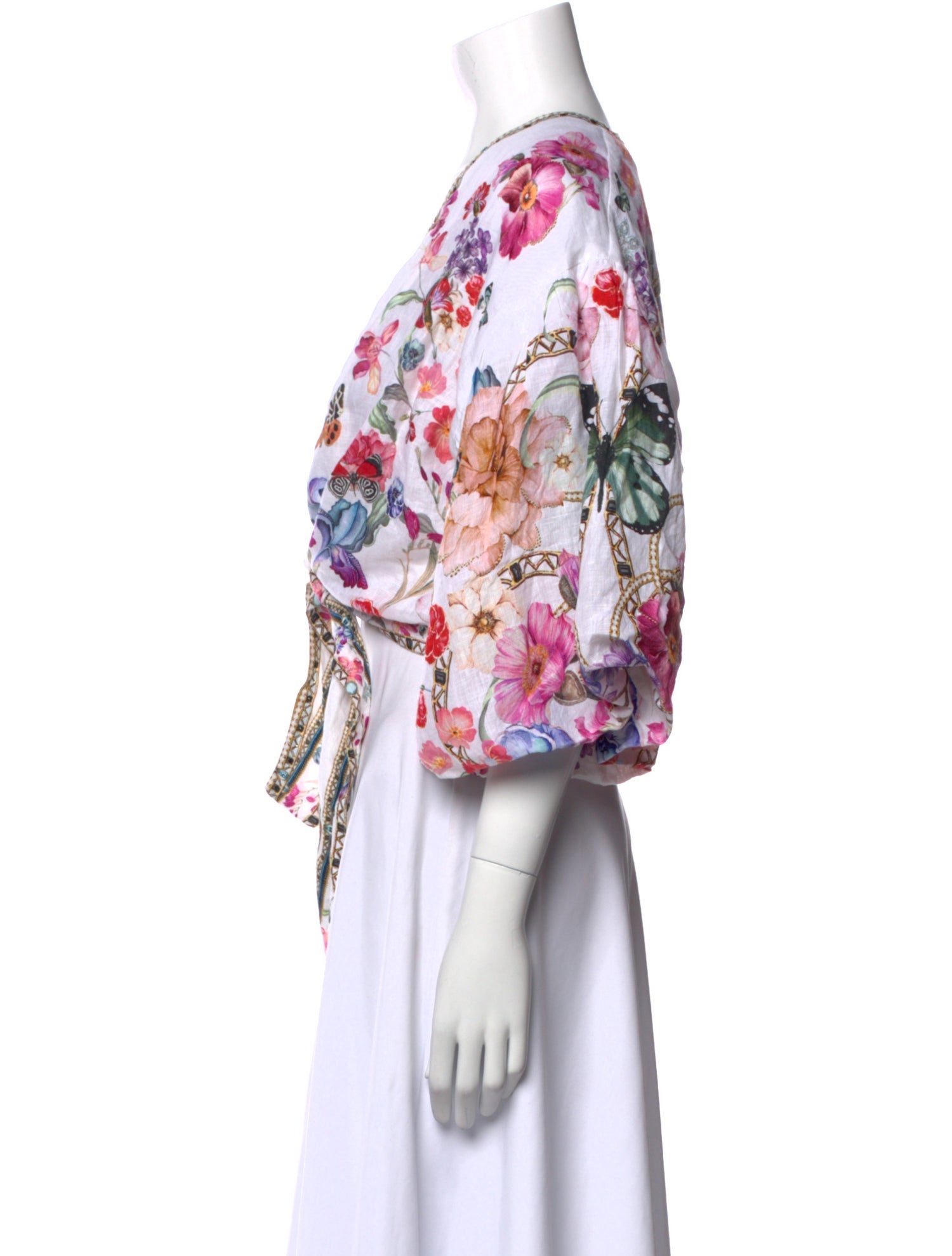 Camilla Linen Floral Print Crop Top w/ Tags