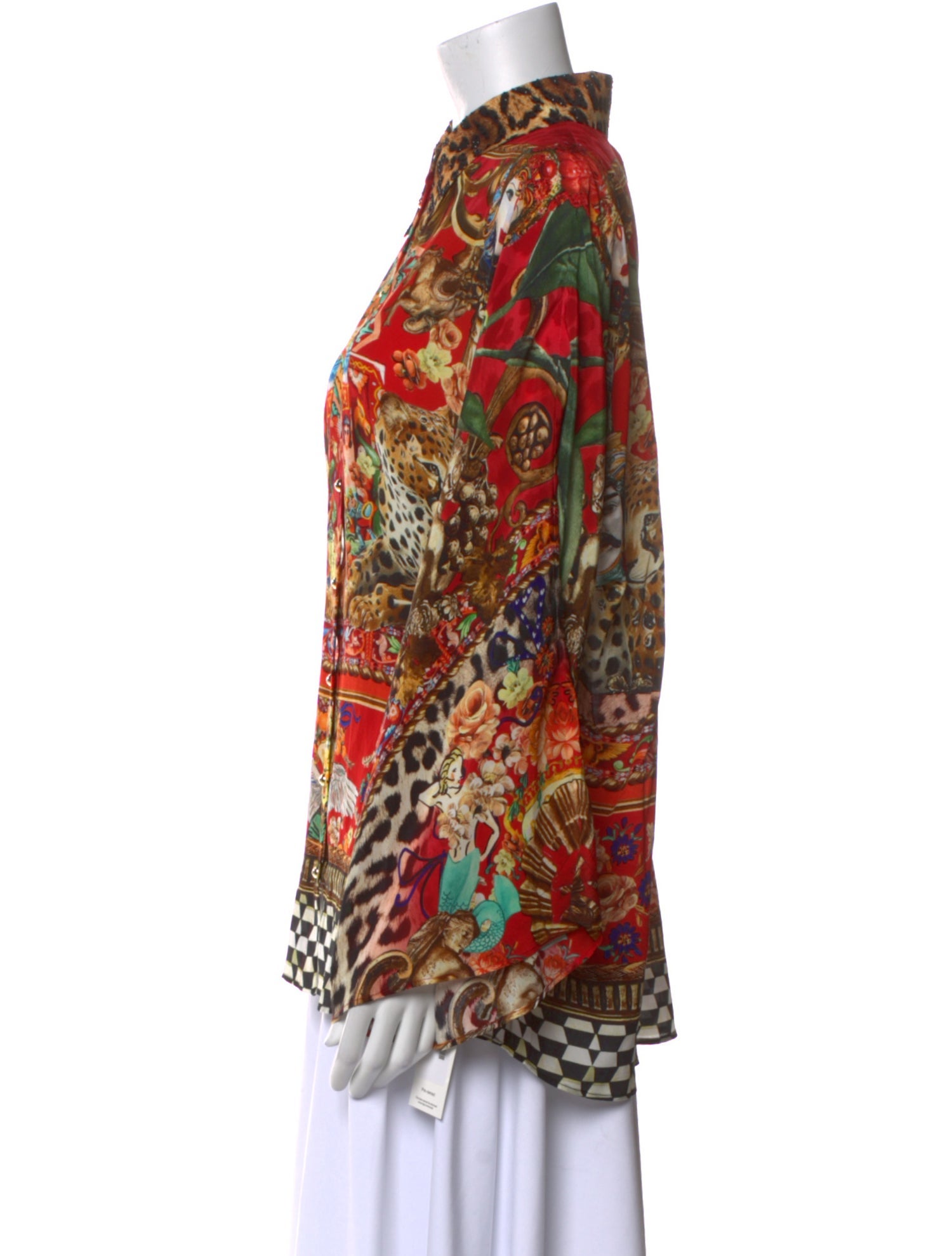 Camilla Silk Printed Button-Up Top