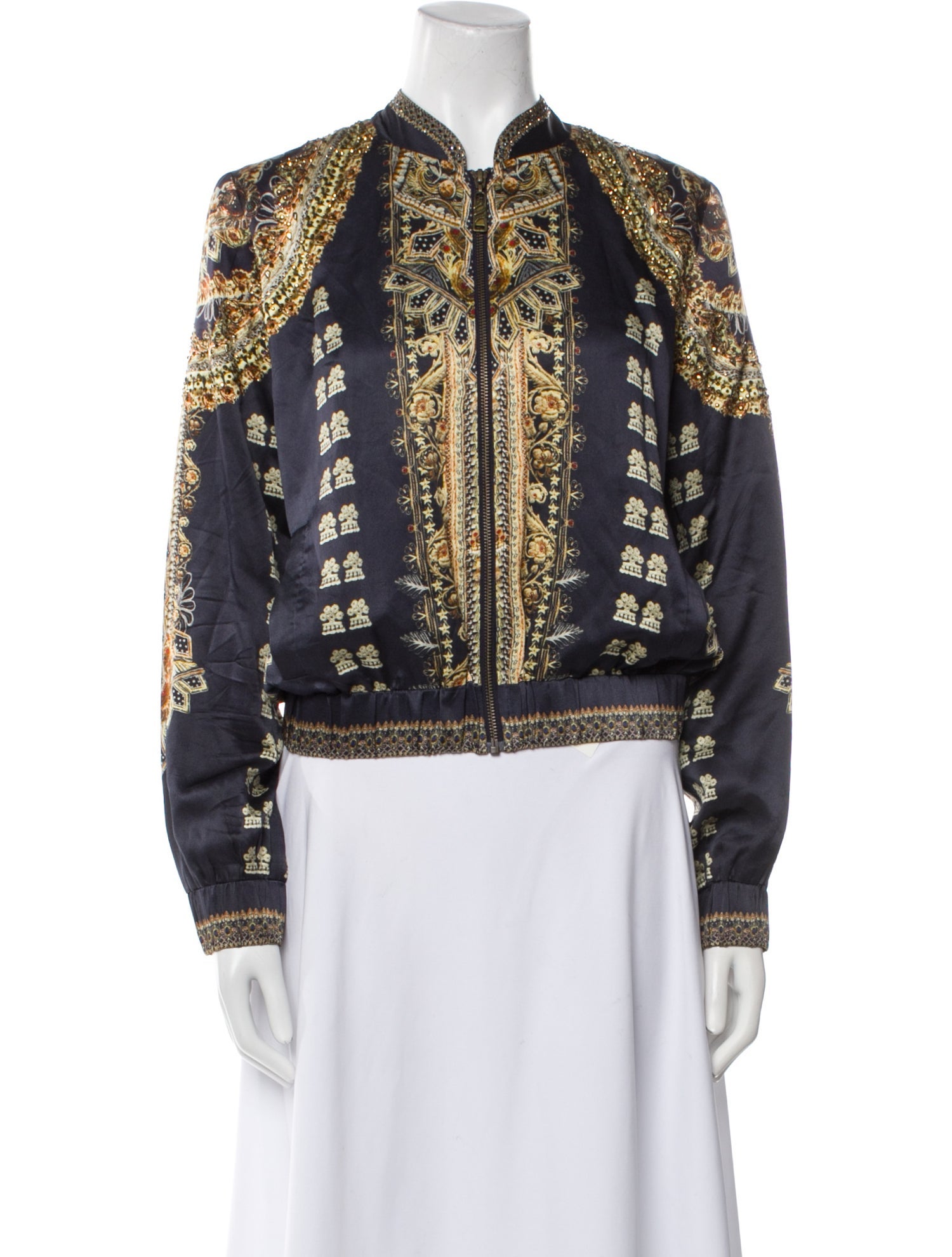 Camilla Satin Printed Bomber Jacket w/ Tags