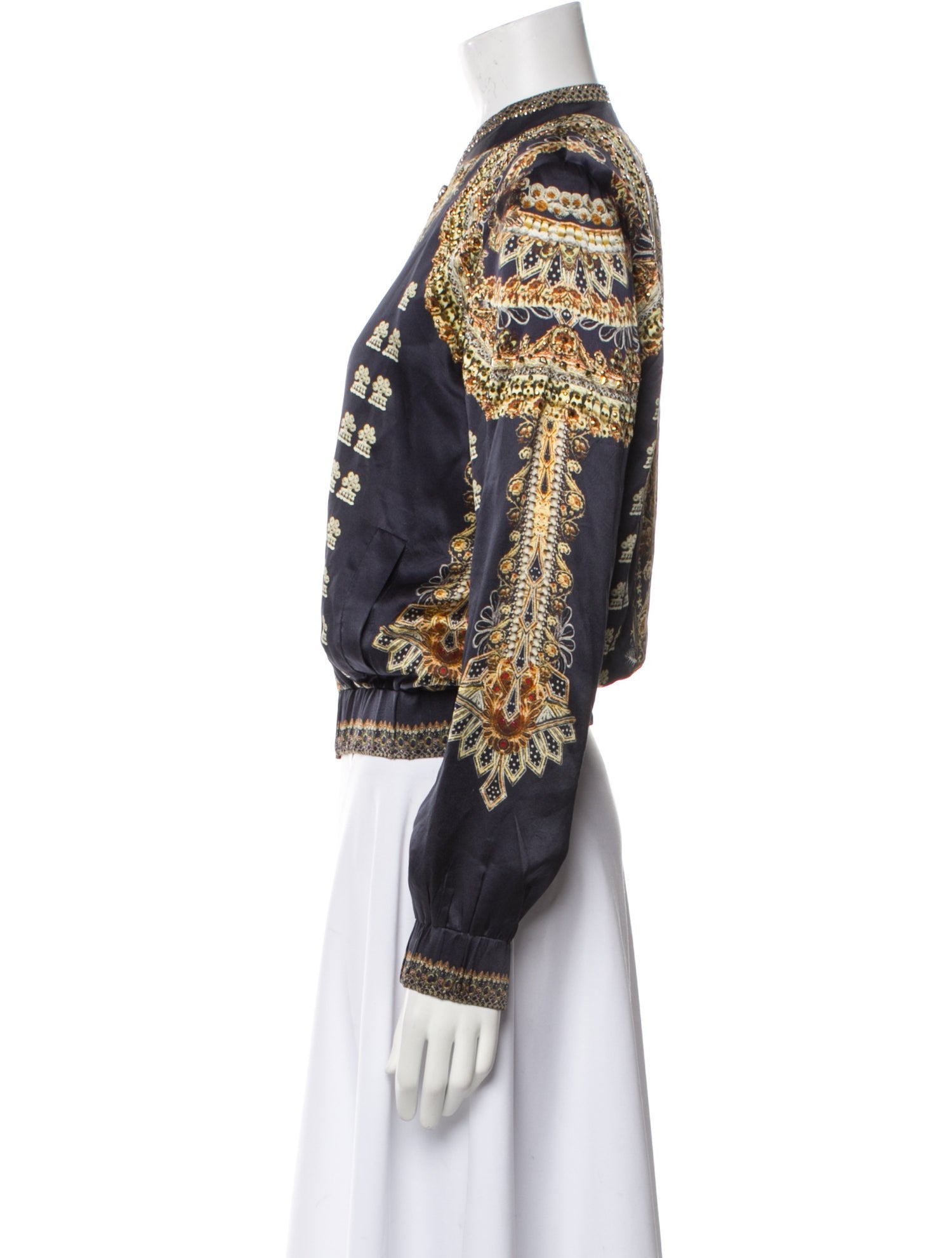 Camilla Satin Printed Bomber Jacket w/ Tags