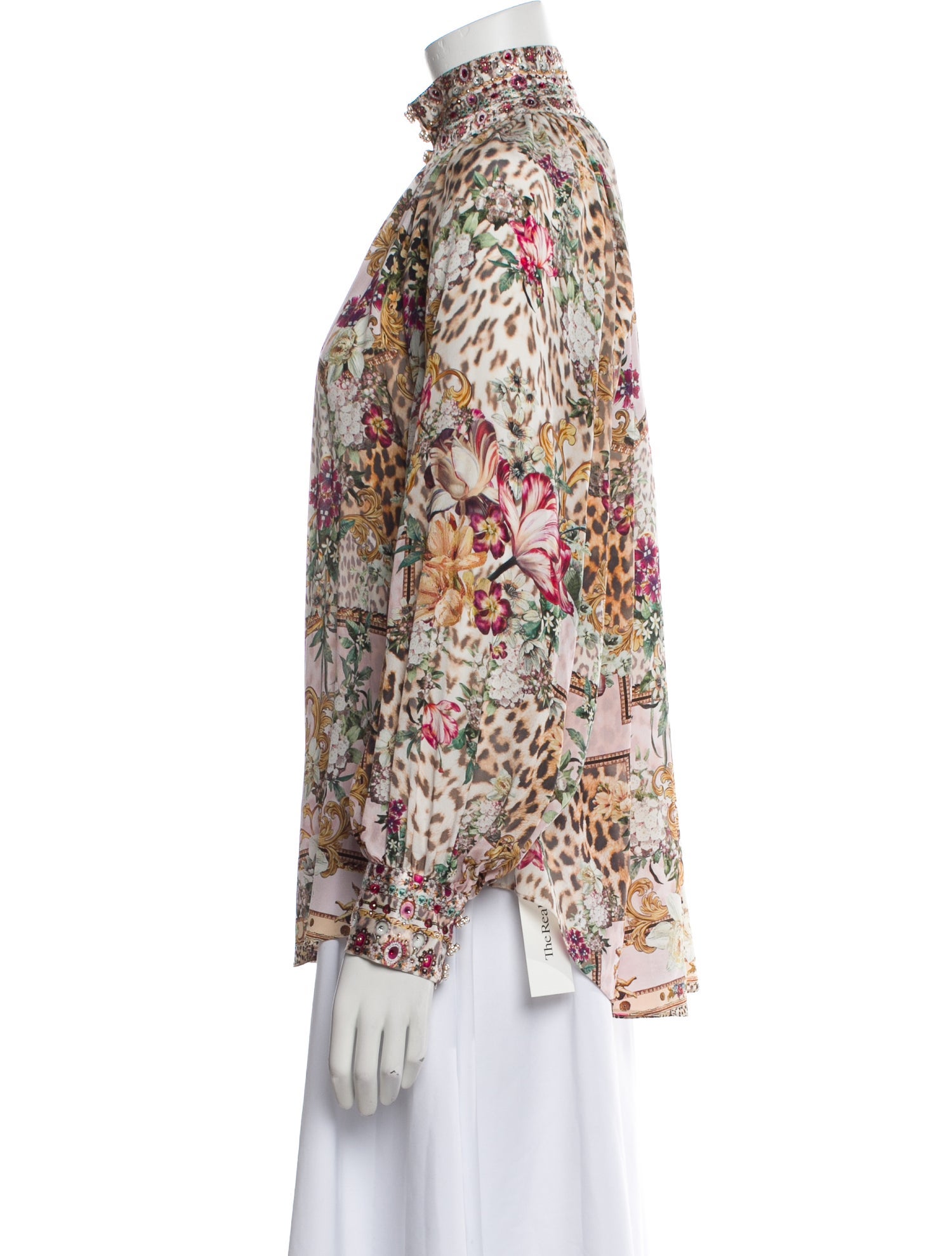 Camilla Floral Print Mock Neck Blouse