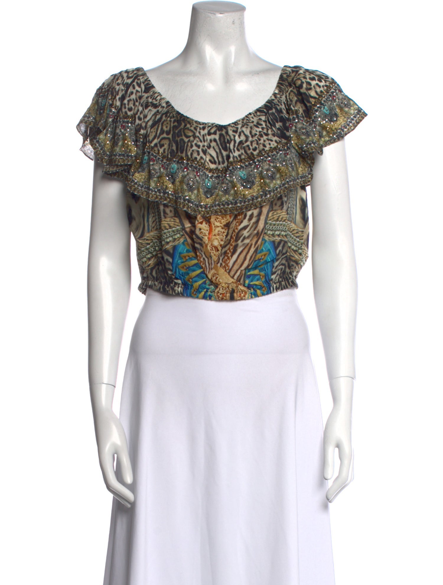 Camilla Silk Printed Crop Top w/ Tags