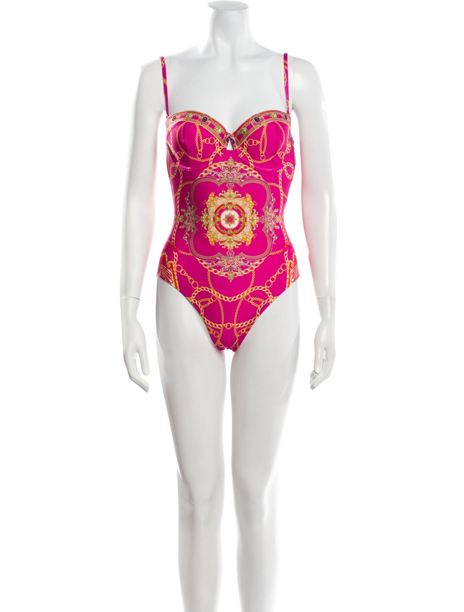 Camilla Printed Crystal Embellishments One-Piece w/ Tags