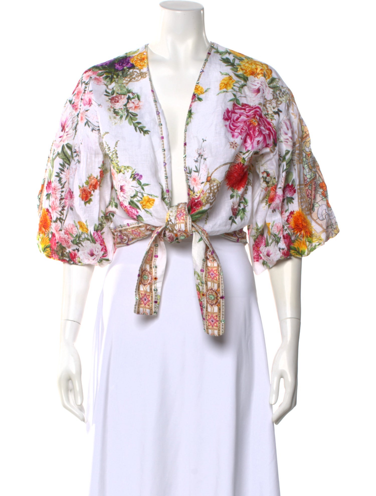 Camilla Linen Floral Print Top