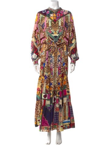 Pre-owned Camilla Silk Long Dress W/ Tags In Brown