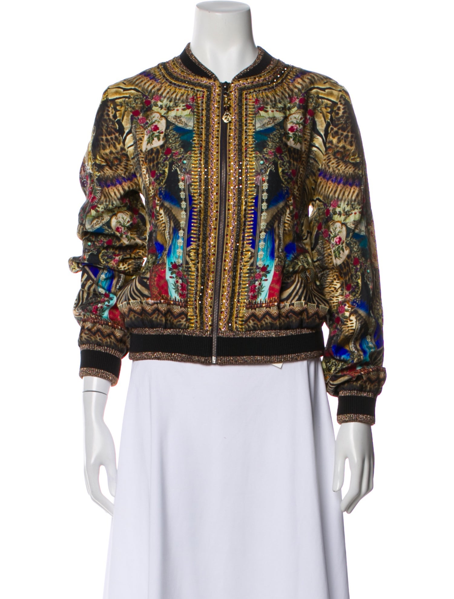 Camilla Silk Floral Print Bomber Jacket