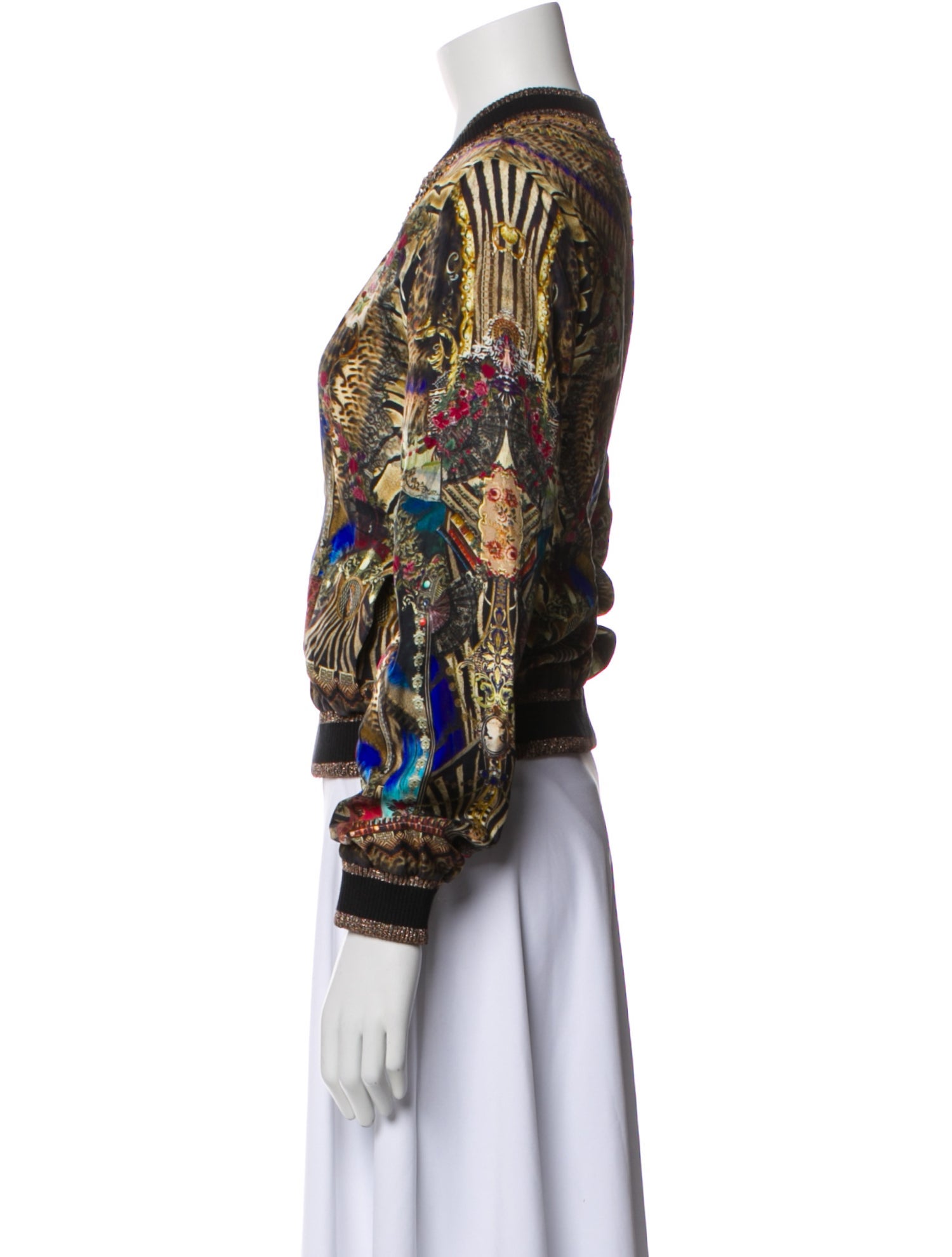 Camilla Silk Floral Print Bomber Jacket