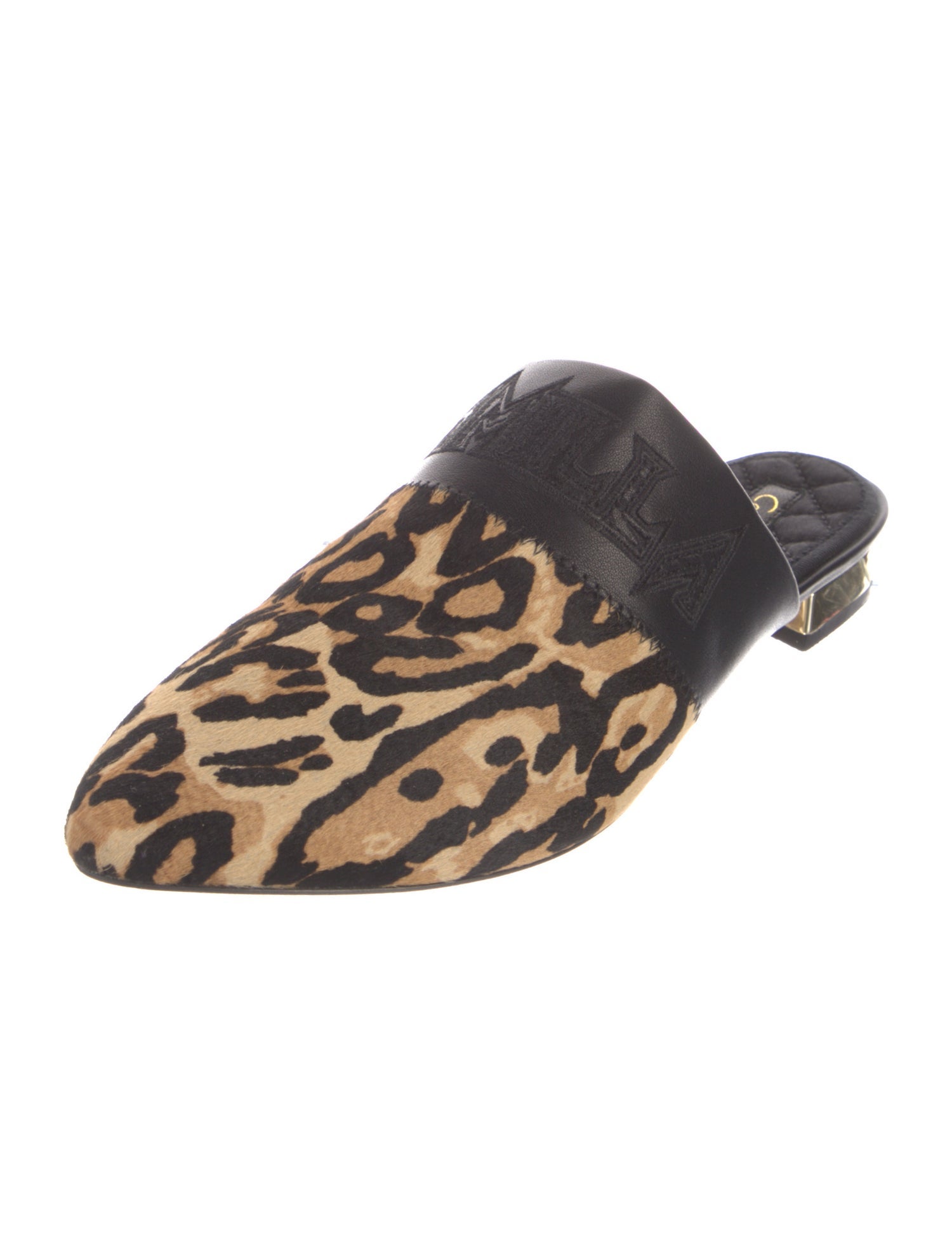 Camilla Leather Animal Print Mules