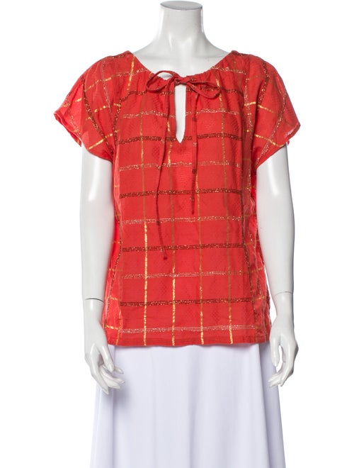 Ace & Jig Printed Tie Neck Blouse Orange