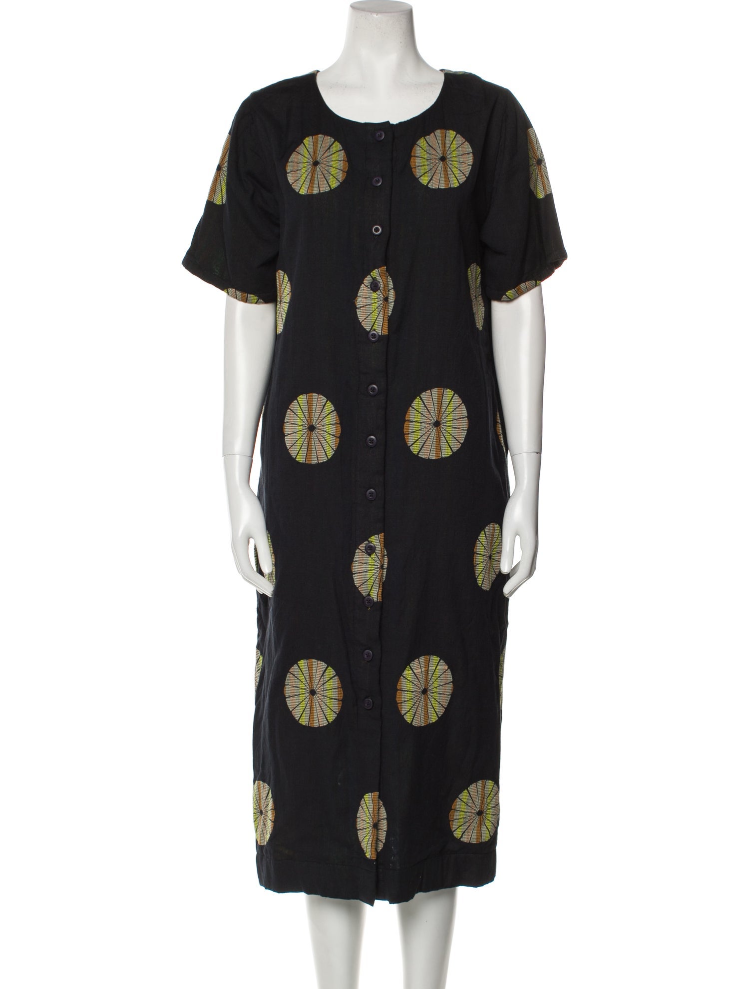 Ace & Jig Polka Dot Print Midi Length Dress Black Dresses, Clothing