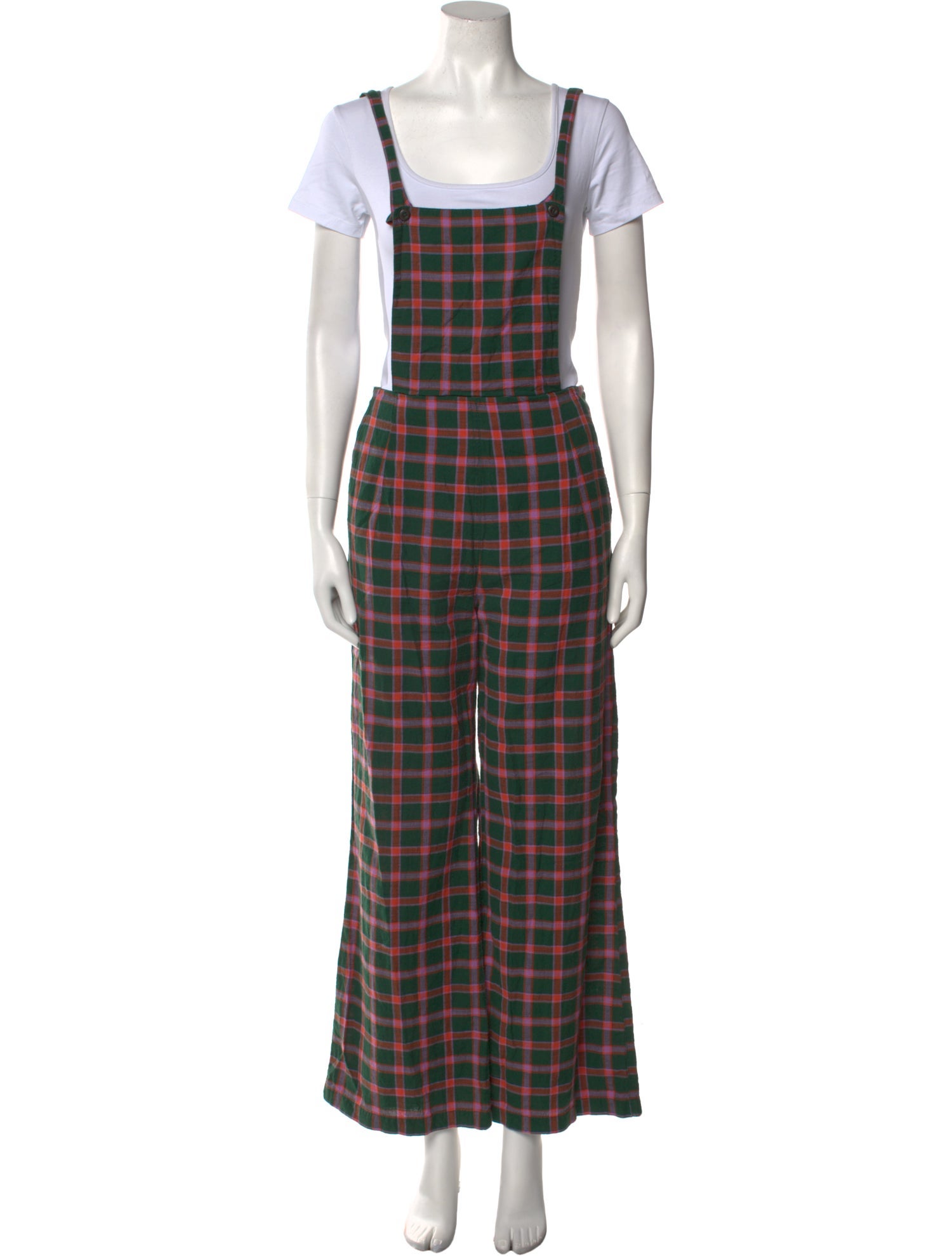 Ace & Jig Plaid Print Square Neckline Jumpsuit