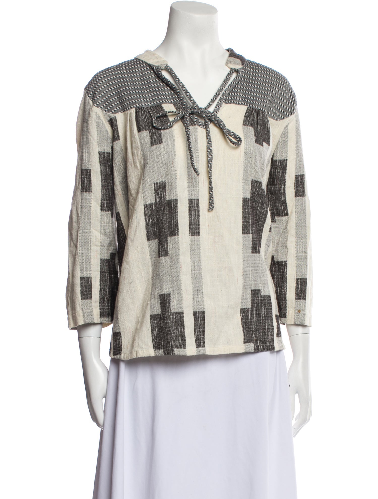Ace & Jig Printed Tie Neck Blouse