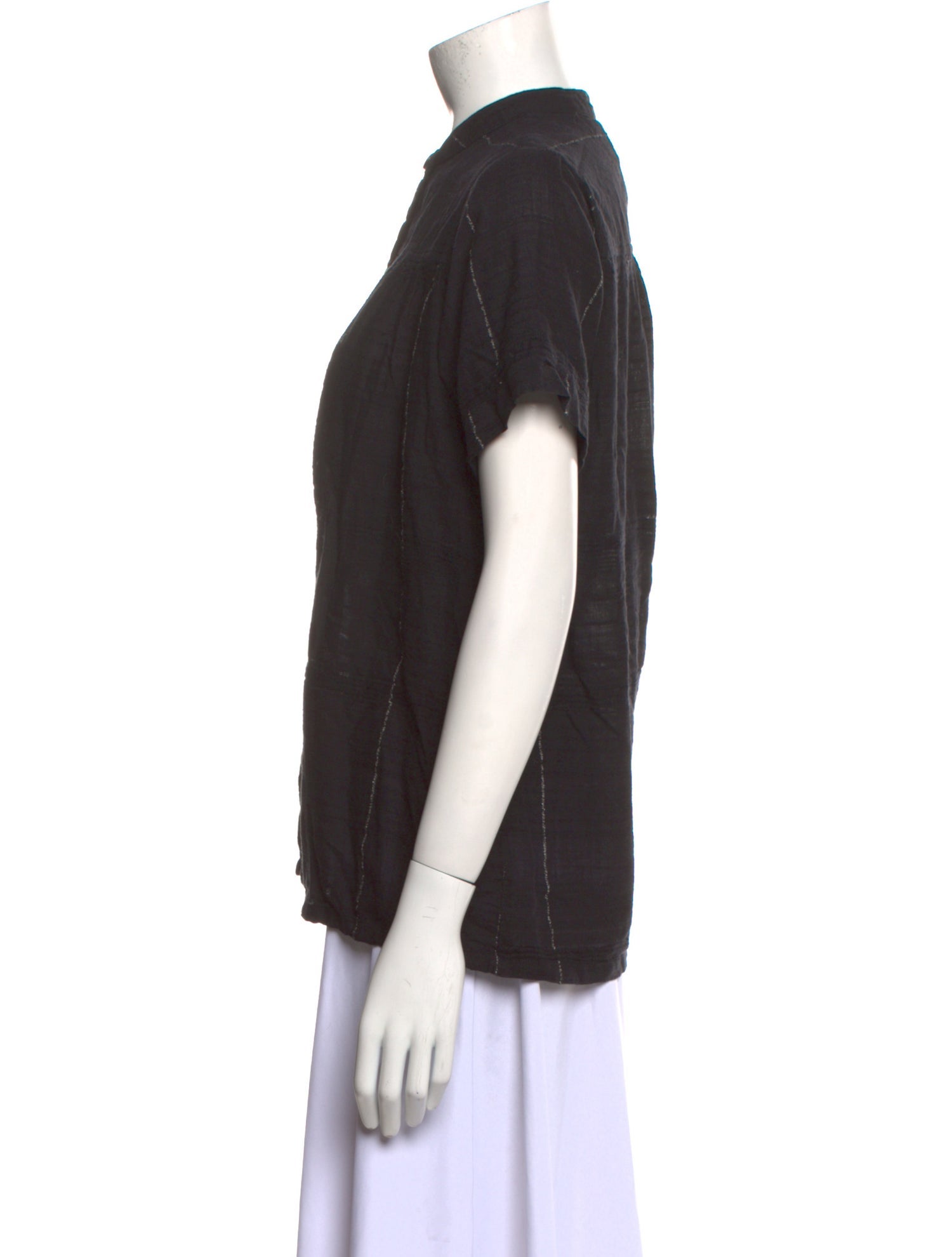 Ace & Jig Mock Neck Short Sleeve Button-Up Top