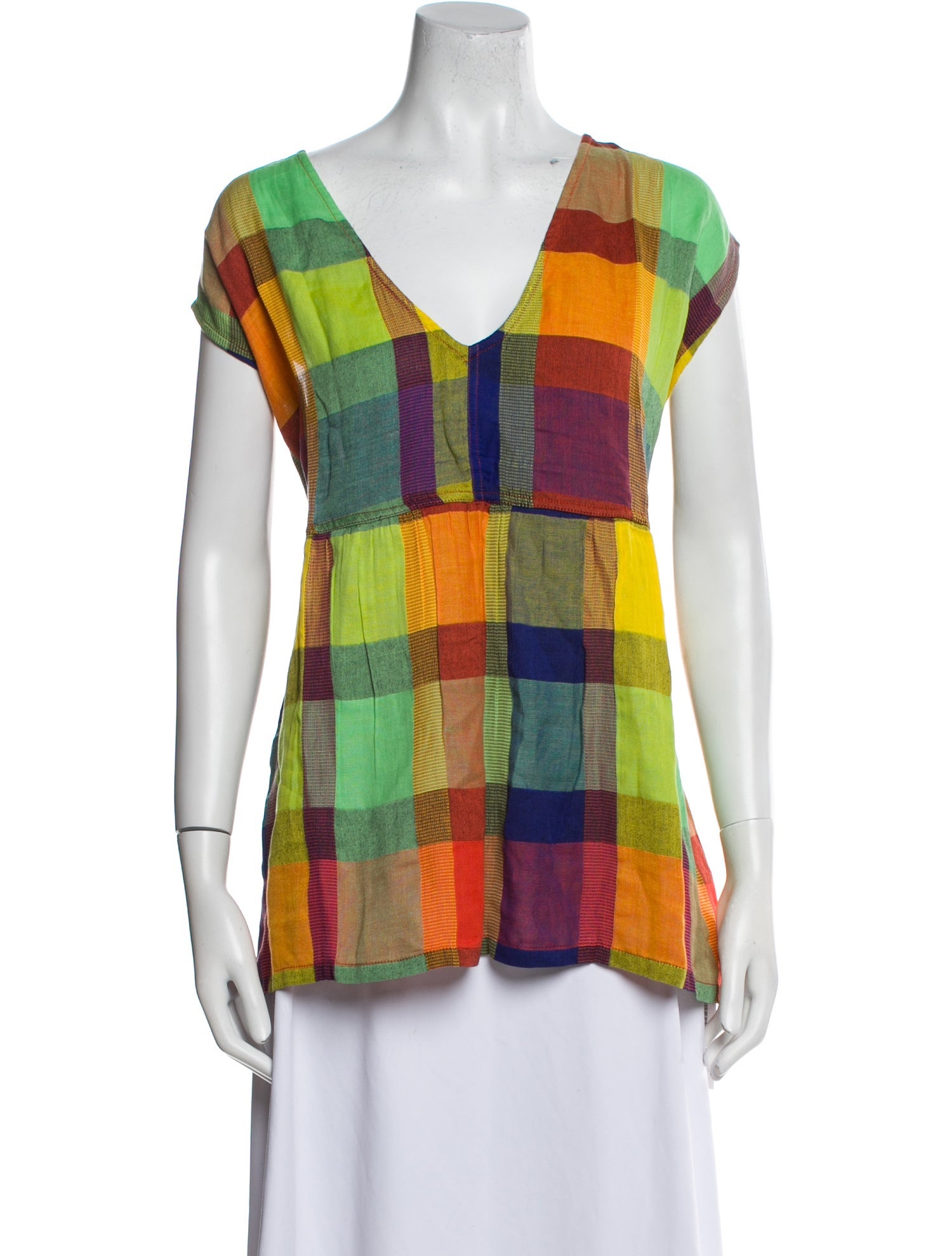 Ace & Jig Plaid Print V-Neck Blouse