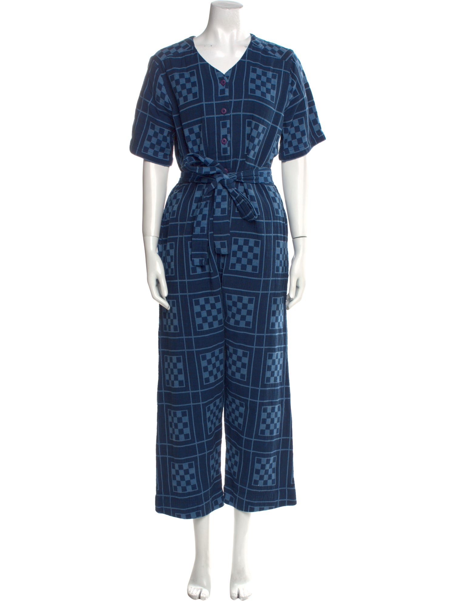 Ace & Jig Plaid Print V-Neck Jumpsuit