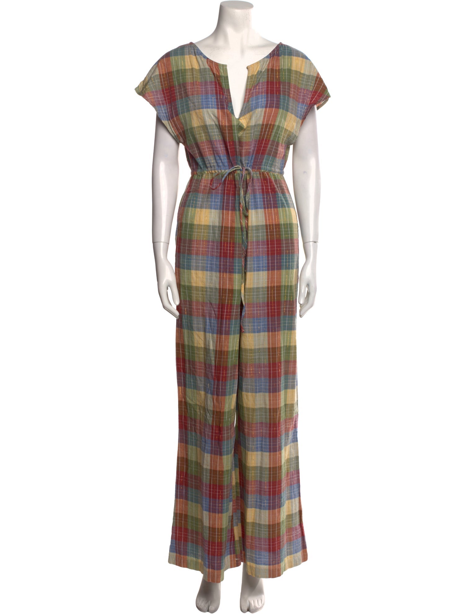 Ace & Jig Plaid Print V-Neck Jumpsuit