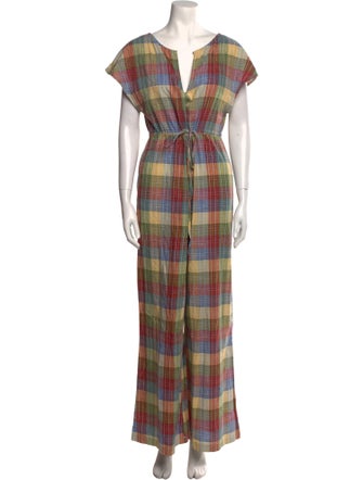 Ace & Jig Plaid Print V-Neck Jumpsuit