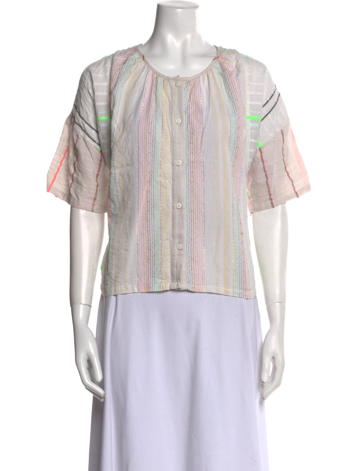 Ace & Jig Striped Scoop Neck Button-Up Top