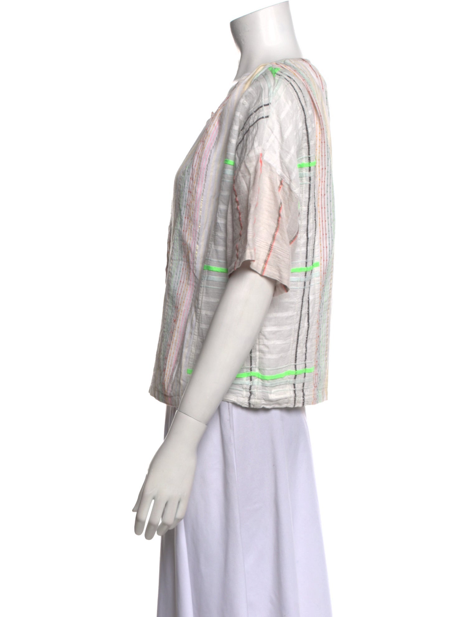 Ace & Jig Striped Scoop Neck Button-Up Top