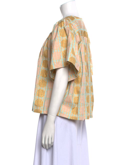 Ace & Jig Plaid Print Crew Neck Button-Up Top