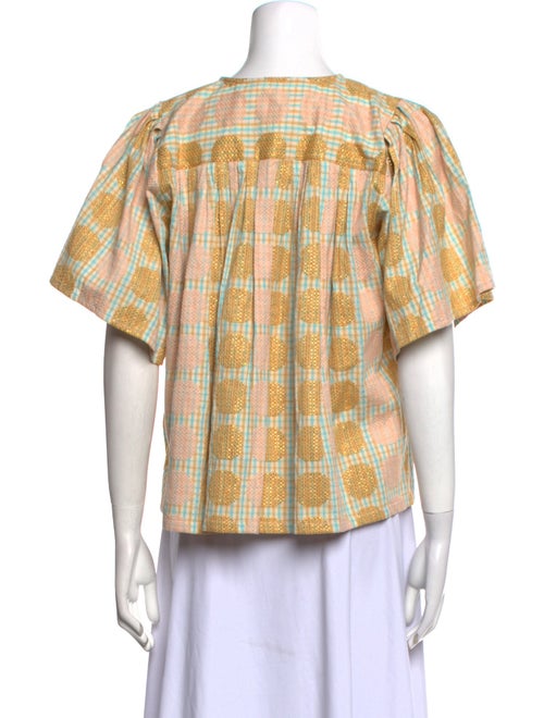 Ace & Jig Plaid Print Crew Neck Button-Up Top