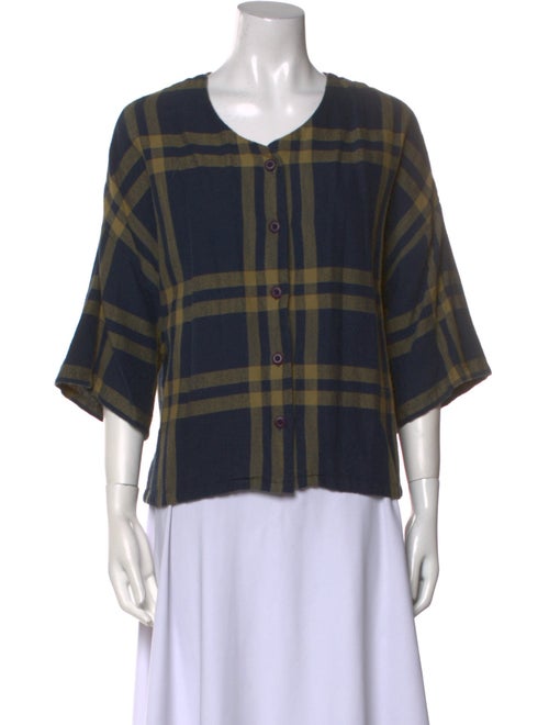 Ace & Jig Plaid Print V-Neck Blouse