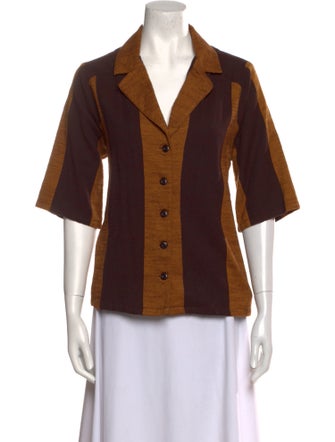 Ace & Jig Colorblock Pattern Three-Quarter Sleeve Button-Up Top