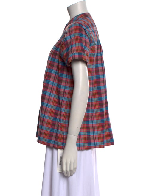 Ace & Jig Plaid Print Mock Neck Button-Up Top