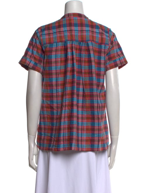 Ace & Jig Plaid Print Mock Neck Button-Up Top