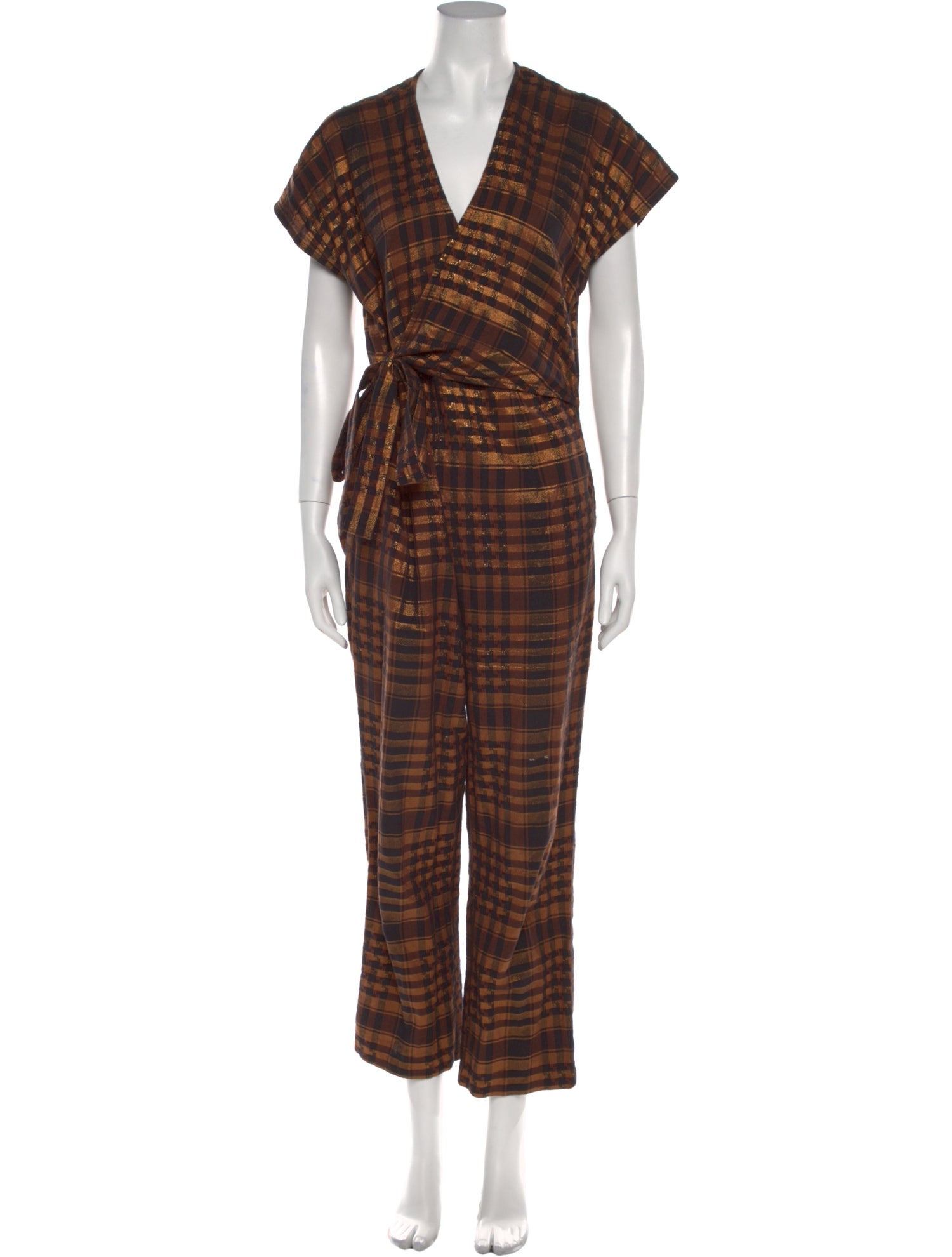 Ace & Jig Plaid Print V-Neck Jumpsuit