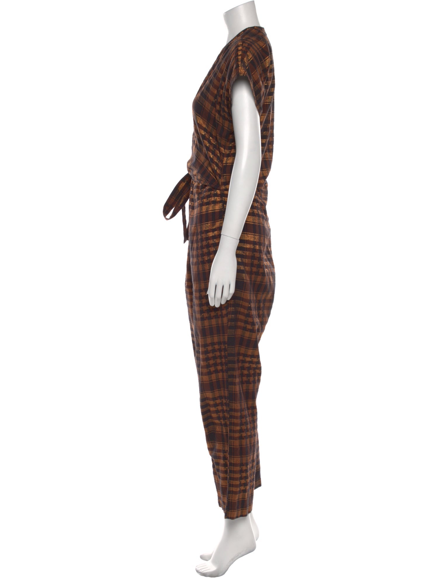 Ace & Jig Plaid Print V-Neck Jumpsuit