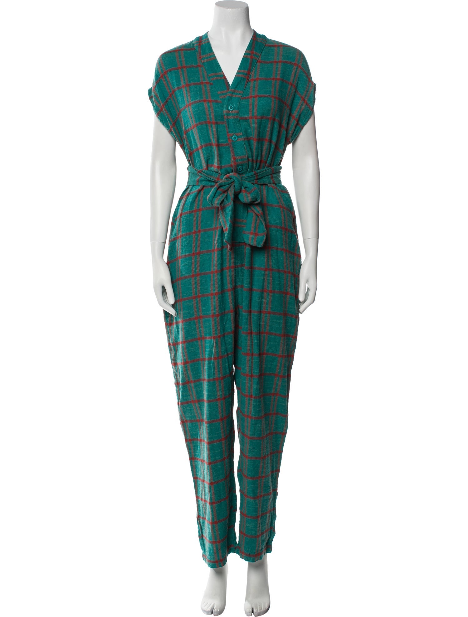 Ace & Jig Plaid Print V-Neck Jumpsuit