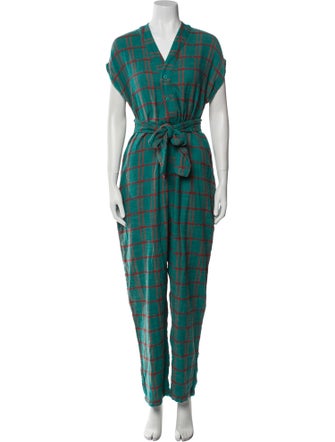 Ace & Jig Plaid Print V-Neck Jumpsuit