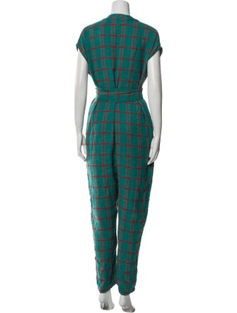 Ace & Jig Plaid Print V-Neck Jumpsuit