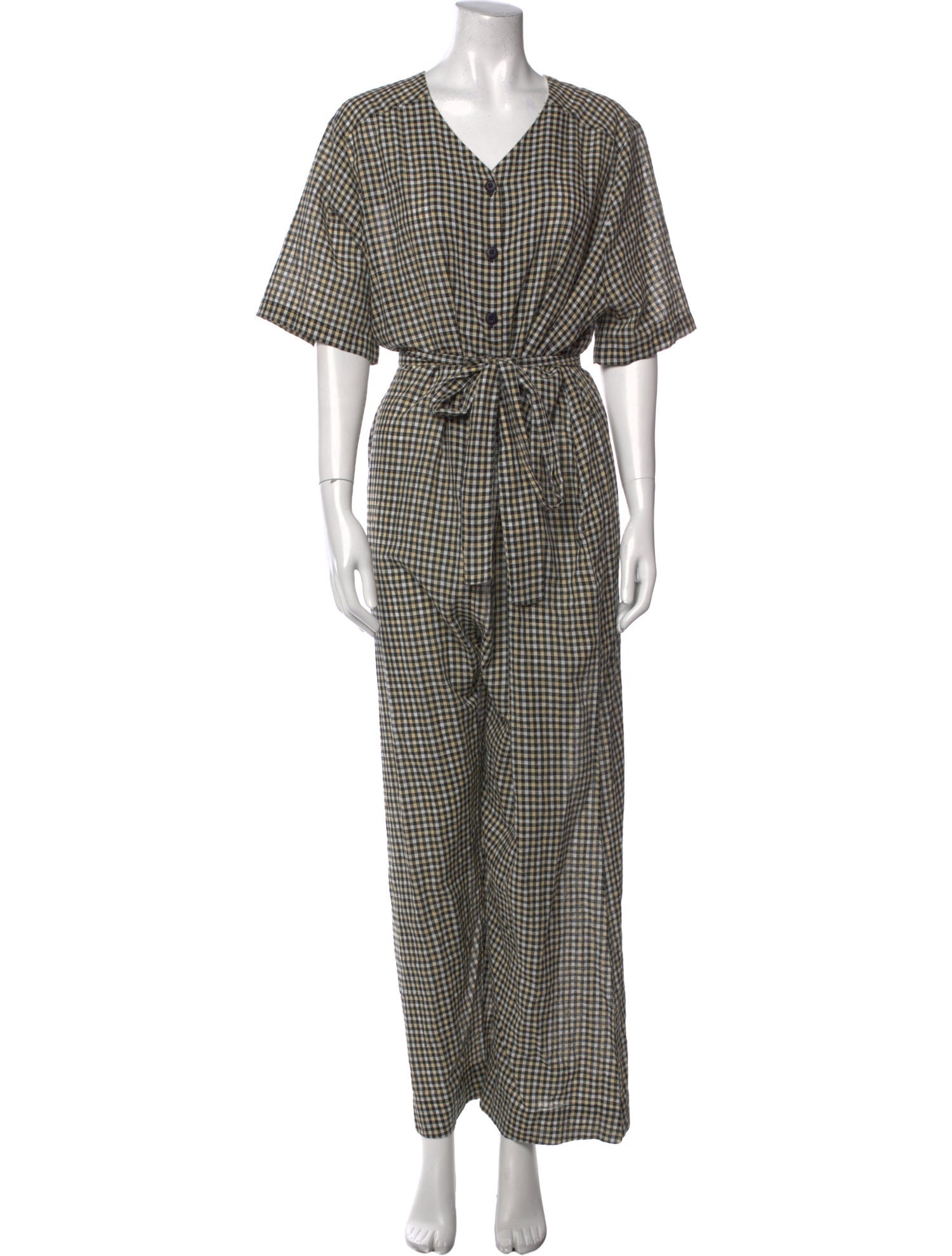 Ace & Jig Plaid Print V-Neck Jumpsuit