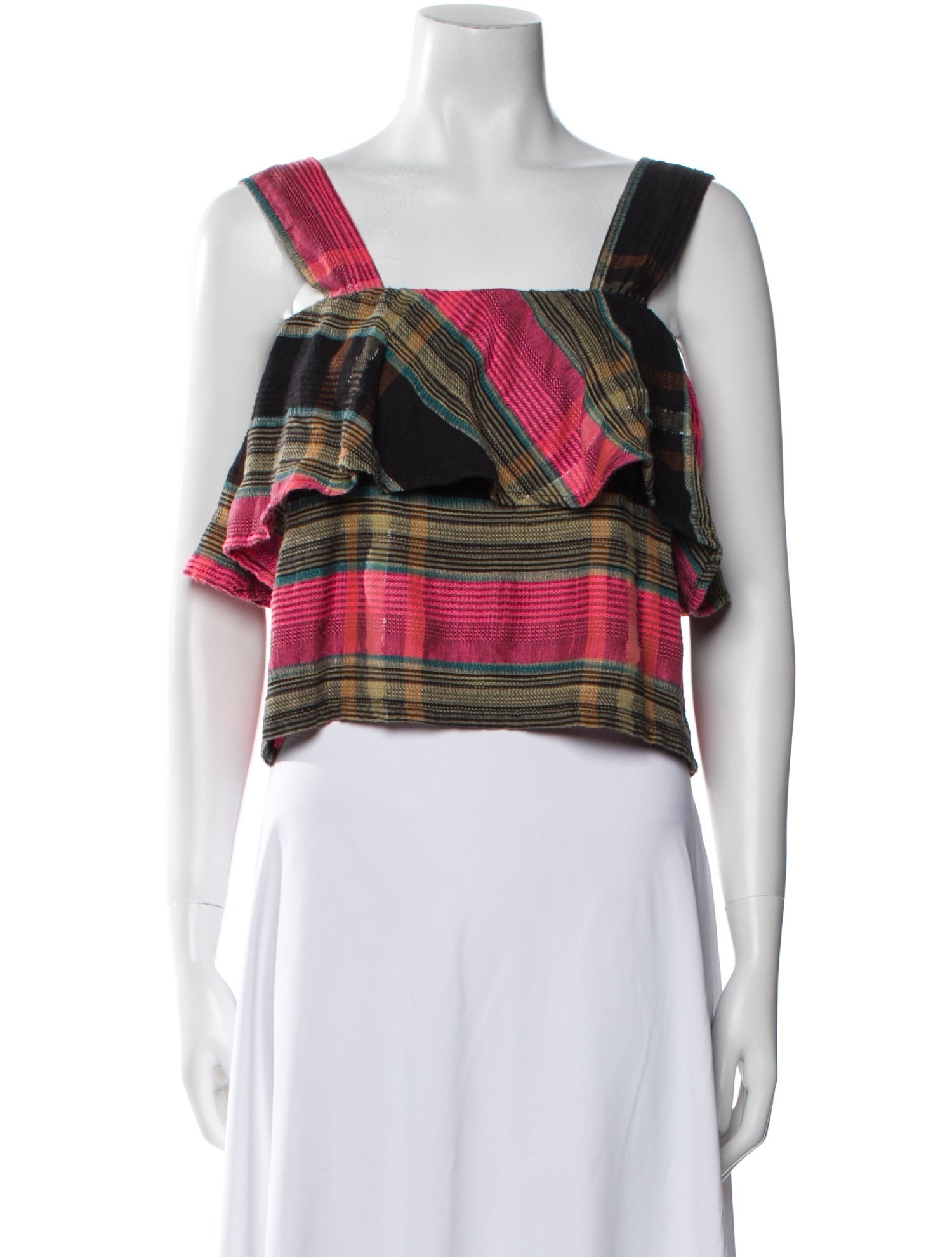 Ace & Jig Plaid Print Square Neckline Crop Top