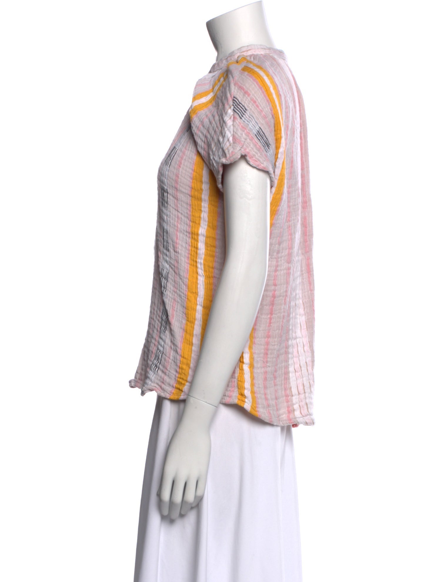 Ace & Jig Striped Crew Neck Button-Up Top