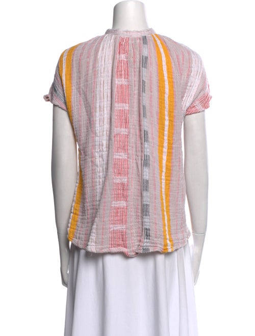 Ace & Jig Striped Crew Neck Button-Up Top