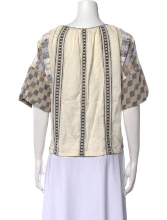 Ace & Jig Printed Scoop Neck Button-Up Top