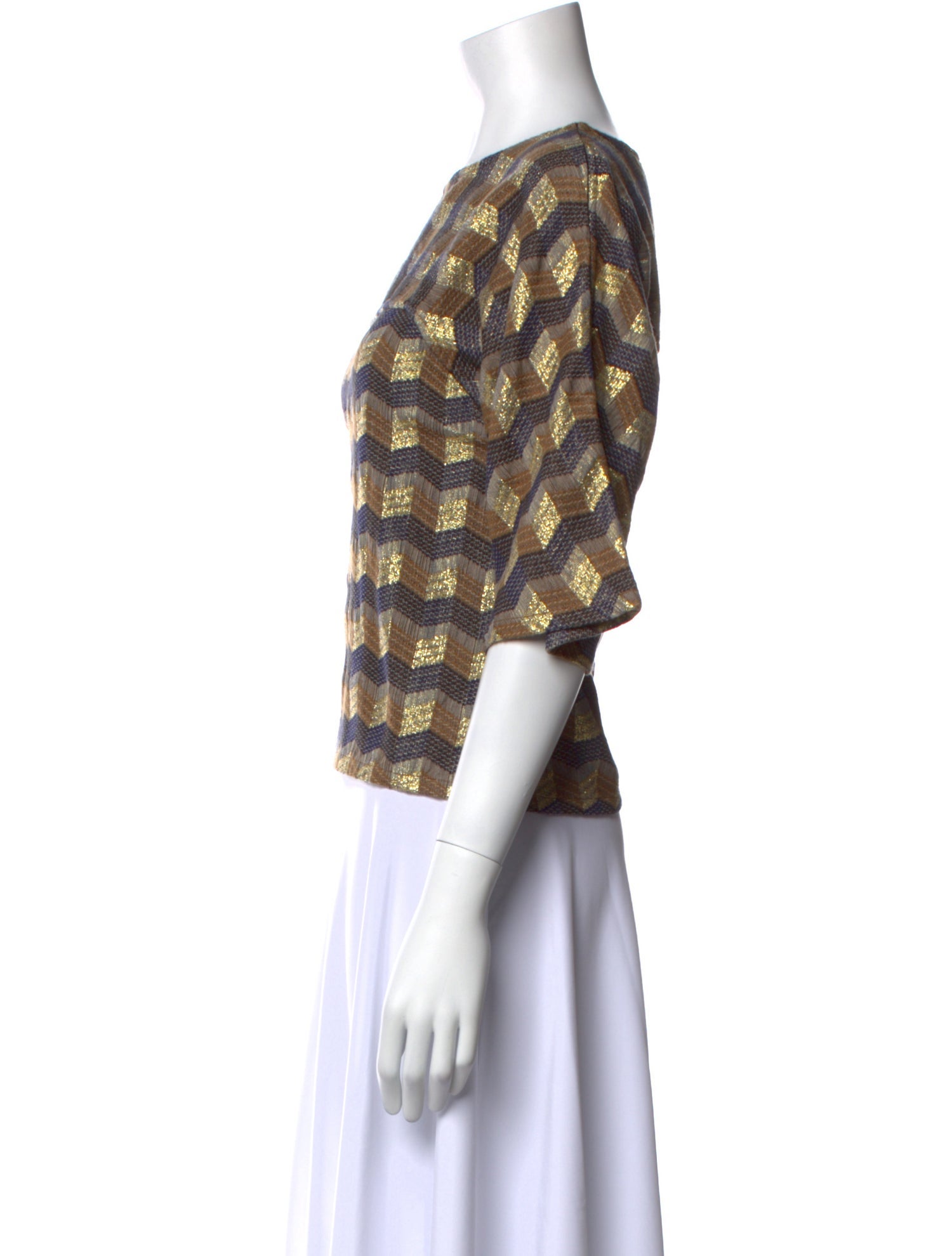 Ace & Jig Printed Bateau Neckline Crop Top