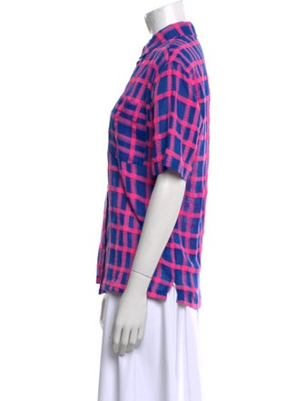 Ace & Jig Plaid Print Short Sleeve Button-Up Top