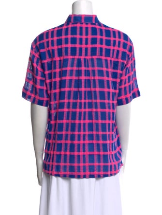 Ace & Jig Plaid Print Short Sleeve Button-Up Top