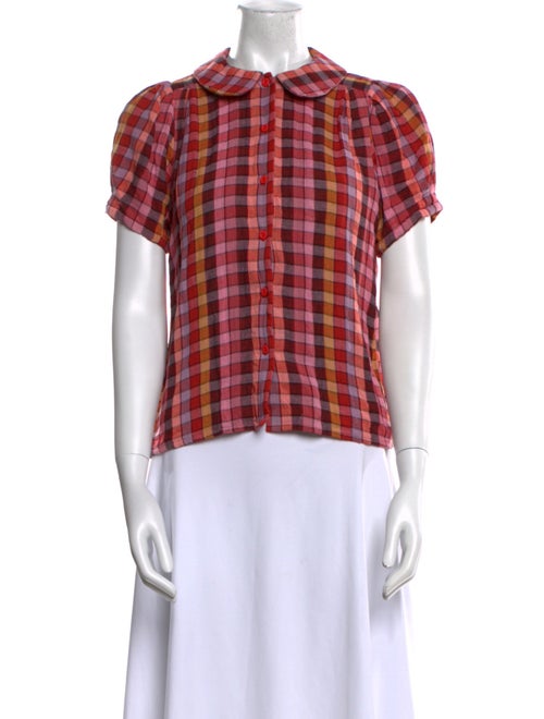 Ace & Jig Plaid Print Crew Neck Button-Up Top