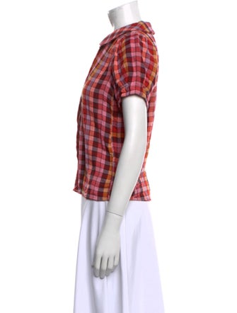 Ace & Jig Plaid Print Crew Neck Button-Up Top
