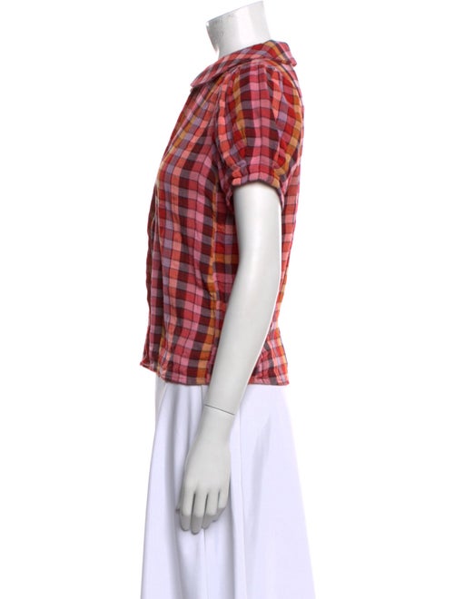 Ace & Jig Plaid Print Crew Neck Button-Up Top
