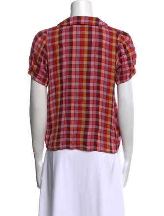 Ace & Jig Plaid Print Crew Neck Button-Up Top