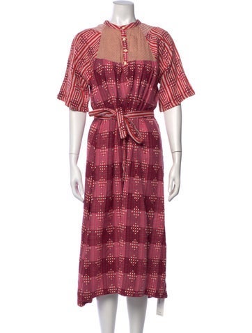 Pre-owned Ace & Jig Plaid Print Long Dress In Red